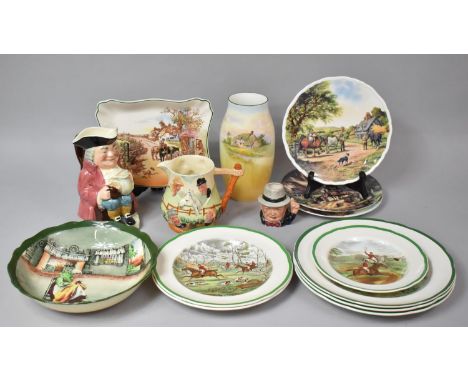 A Collection of Various Ceramics to comprise Royal Doulton Hand Painted Vases Decorated with Thatched Cottage, Winston Church