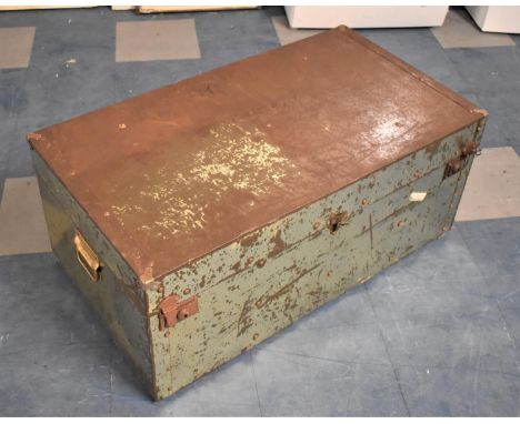 A Metal Vintage Travelling Trunk, 88cm wide 
