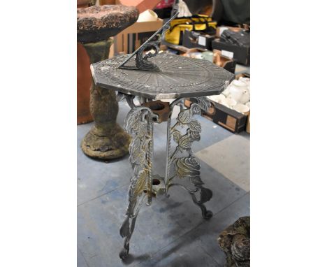 A Modern Metal Octagonal Sundial on Tripod Support 