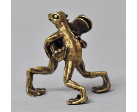 A Small Bronze Study of Two Frogs Fighting, 4cm high 