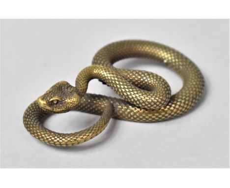 A Small Bronze Study of a Coiled Snake, 5cm Long 