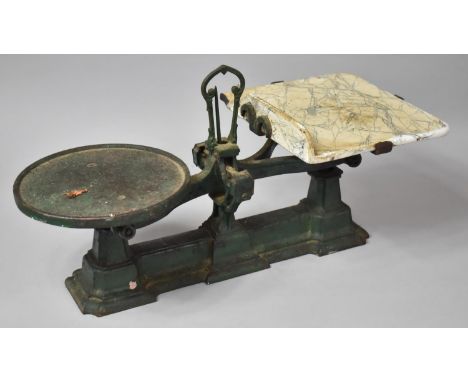 A Vintage Set of Kitchen Scales, Faux Marble Plate AF and no Weights 