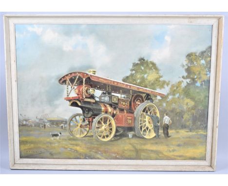 A Framed Coulson Print Depicting Steam Traction Engine, 65x46cm 