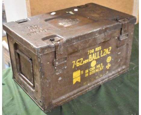 A Vintage Metal Ammunition Box, 45cm wide 