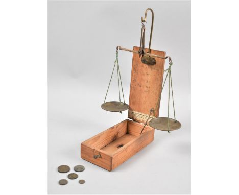 A Set of Late 19th Century Pan Scales In Wooden Box by H Bulmer Rudd Together with Weights 