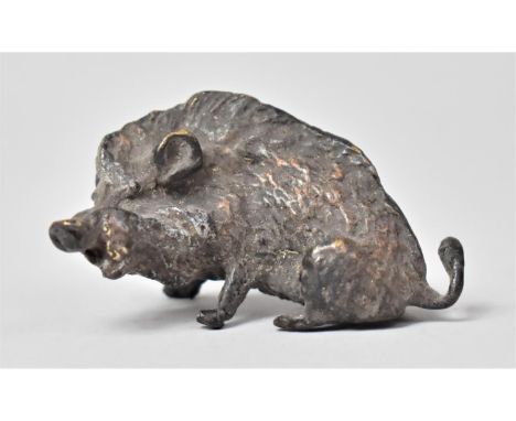 A Small Bronze Study of a Wild Boar, 5.5cm High 