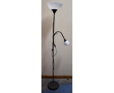 A Modern Metal Uplighter and Adjustable Reading Lamp 
