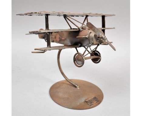 A Metal Model of the Red Baron Fokker Plane by Hinz &amp; Kunst on Circular Plinth, 20cm high