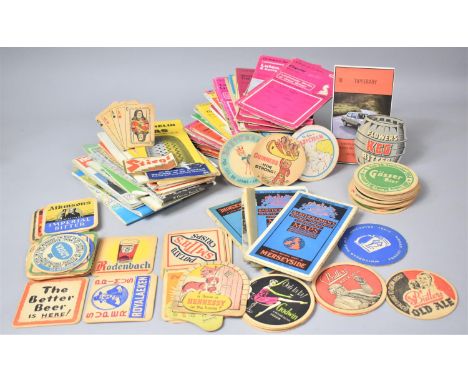A Box Containing Vintage Beer Mats, Ordnance Survey Maps, Spanish Phrase Book etc 