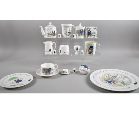 A Collection of Various Coalport Paddington Bear China, to Include Three Piece Tea Service, Plates, Preserve Pots, Money Box,