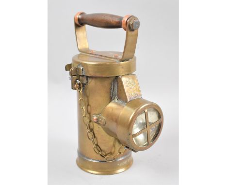 A Vintage Brass Cylindrical Inspection Lamp, by Ceag of Barnsley, Type BE, 22cm high 