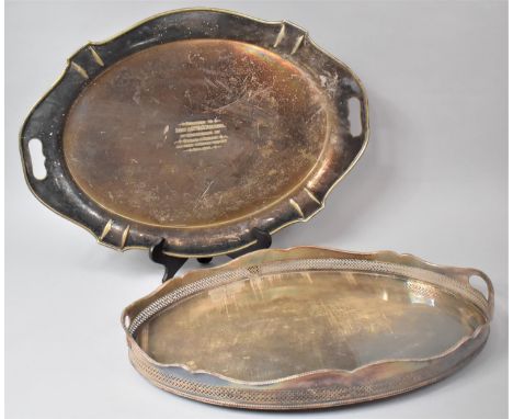 Two Edwardian Silver Plated Oval Trays, 61cm Wide 