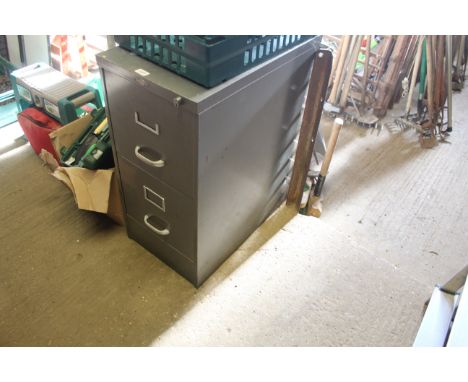 An Art Metal two drawer metal filing cabinet lacking key