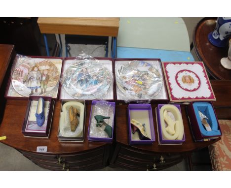 A collection of Royal Worcester collectors plates and Just The Right Shoe ornaments