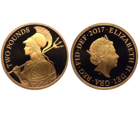 UNITED KINGDOM. Elizabeth II, 1952-2022. Gold 2 pounds, 2017. Royal Mint. Proof. Since 2015 the definitive type two pound coi