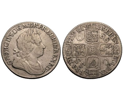 GREAT BRITAIN. George I, 1714-27. Silver Shilling, 1723. London. SSC. Second draped bust right, bow to tie. Legend reads GEOR
