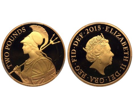 UNITED KINGDOM. Elizabeth II, 1952-2022. Gold 2 pounds, 2015. Royal Mint. Proof. Since 2015 the definitive type two pound coi
