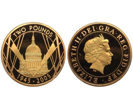 UNITED KINGDOM. Elizabeth II, 1952-2022. Gold 2 pounds, 2005. Royal Mint. Proof. Commemorating the 60th anniversary of the en
