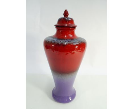 Large modern Poole Pottery V&A Ruskin inspired pottery vase with lid 36cms tall 