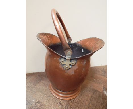 Large Victorian copper coal helmet 