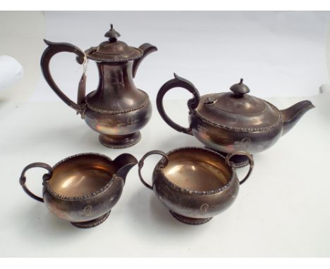 Walker and Hall 4 piece hallmarked silver tea service, Sheffield hallmarks 1927-28.  Approx 51 oz troy all in 