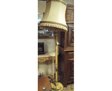 Chinese style cream and lacquered standard lamp with shade 