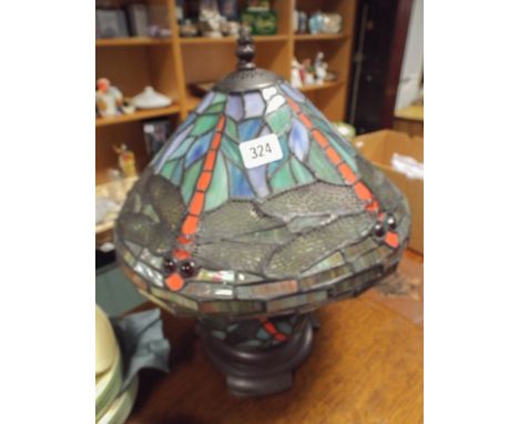 Reproduction Tiffany style dragonfly leaded glass lamp 