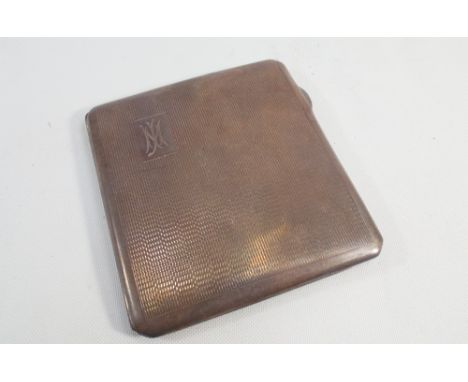 Hallmarked silver cigarette case with engine turned detail 2.5 troy ozs