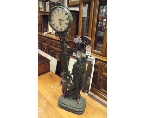 Large art nouveau style Mystery clock standing approx 30" tall 