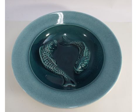 Poole Pottery Limited Edition modern charger plate decorated with Pisces fish impressed marks AW 75/250, 34cms diameter  