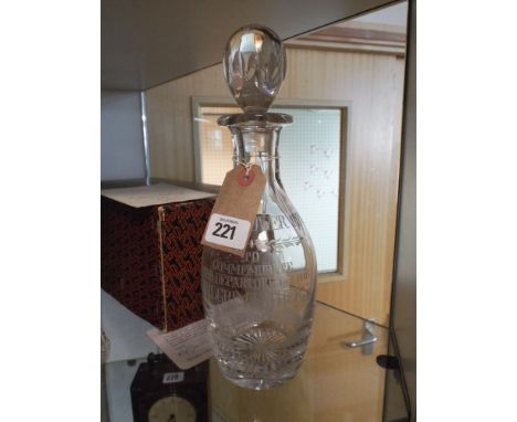 Glass decanter to commemorate the parting of the pilgrim fathers on the Mayflower 1620