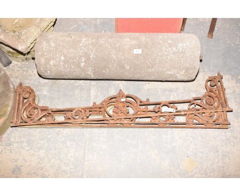 Four Victorian iron sash window sill bars, 112cm long. 