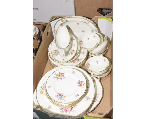 A Royal Worcester 'Abla' part dinner service Comprising various plates, gravy boat, soup bowls etc. 