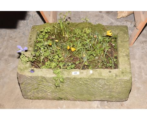 A Rectangular sandstone trough of small proportions, 62x43cm. 