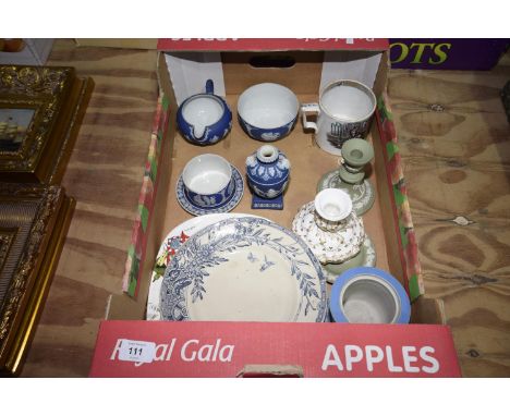 A collection of Wedgwood 'Jasperware' ceramic items To include candlestick stand, milk jug, sugar bowl, plates etc. 