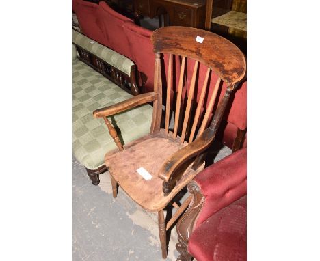 A 19th Century elm seated stick back Windsor type chair 