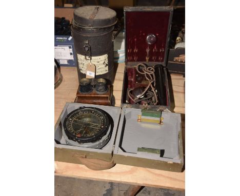 A group of four collectable items Including a cased 'Medical supply association Medical electricians, London' medical instrum