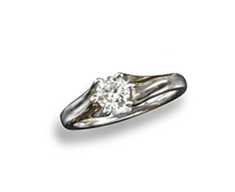 A diamond solitaire ring, the circular-cut diamond weighs approximately 0.40cts and is set in 18ct white gold. Size K.