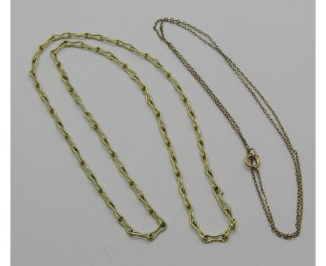 14ct chain necklace, 4.9g, together with a further 9ct fine link chain necklace, 0.5g (2) 