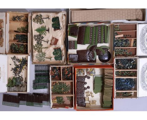 Large quantity of pre WW2 Miniature Garden model pieces by Britains including flower beds, crazy paving, interlaced board fen