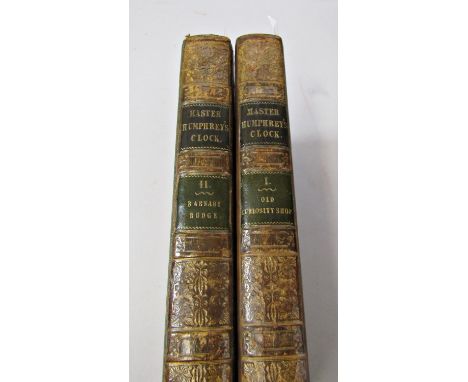 Dickens Master Humphrey Clock by Cattermore and Browne, two volumes part leather bindings, 1840, 1st edition (three volumes b