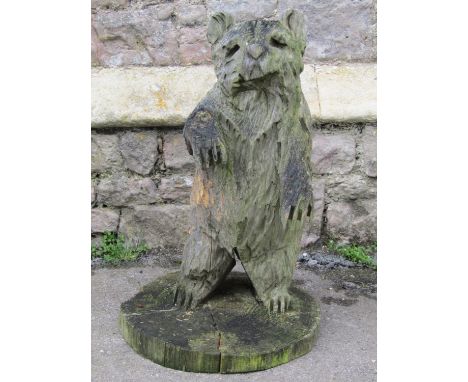 A forest chainsaw art study of a standing bear (af) 60cm high 