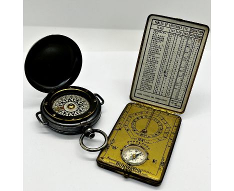 A Cary Military Compass, the casework engraved Captain. Sir John C E Shelley, Scots Guards, together with an American sunwatc
