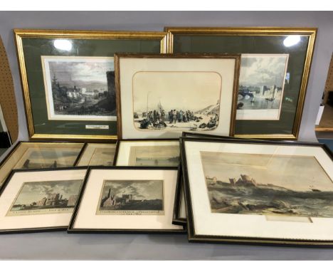 THIRTEEN PRINTS (18th Century and later) - Mainly maritime themed depicting shipwreck, smuggling, Plymouth sound, Manx Castle