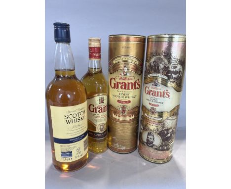 Three bottles of Grants Scotch Whisky, and a bottle Special Reserve Whisky (3) 