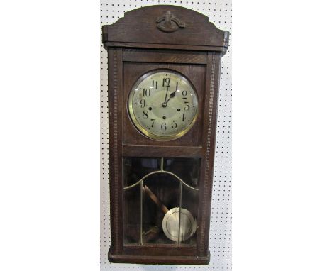 Oak cased three train wall clock 
