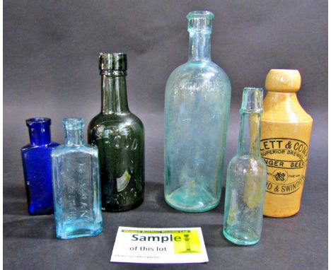 A quantity of vintage beer bottles, medicine bottles, chemists bottles, etc 