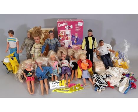 Large collection of Barbie, Sindy, Action Man, GI Joe and Ken dolls together with dolls clothes, Barbie boxed 'Kitchen &amp; 