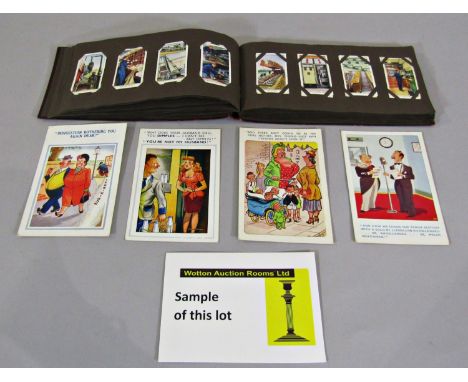 A collection of vintage postcards, British topographical, humorous portraits, etc, together with a series of cigarette cards 