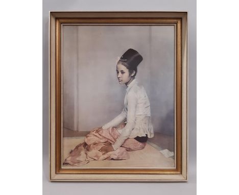After Sir Gerald Kelly (1879-1972) - Portrait of the Burmese Princess Saw Ohn Nyun, offset lithograph in colours,59.5 x 46.5 